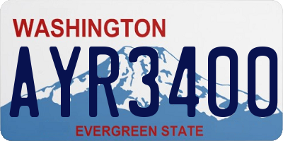 WA license plate AYR3400