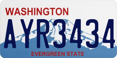WA license plate AYR3434