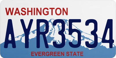 WA license plate AYR3534