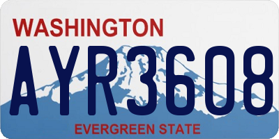 WA license plate AYR3608