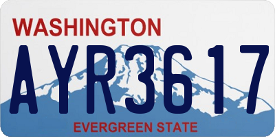 WA license plate AYR3617