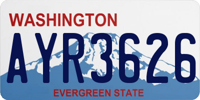 WA license plate AYR3626