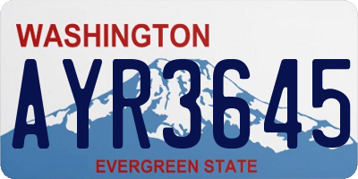 WA license plate AYR3645