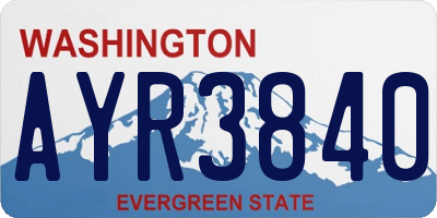 WA license plate AYR3840