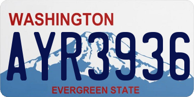 WA license plate AYR3936