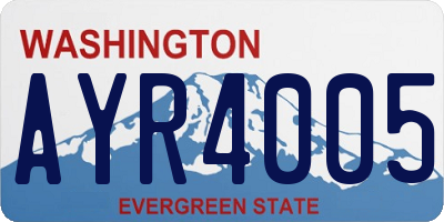 WA license plate AYR4005