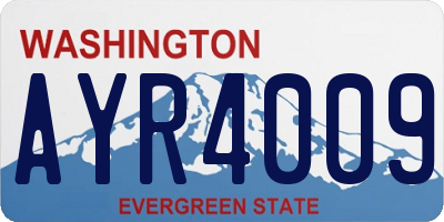 WA license plate AYR4009