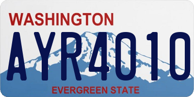 WA license plate AYR4010
