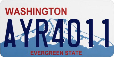 WA license plate AYR4011
