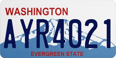 WA license plate AYR4021