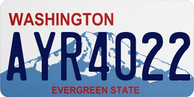 WA license plate AYR4022