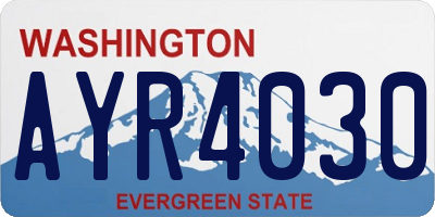 WA license plate AYR4030
