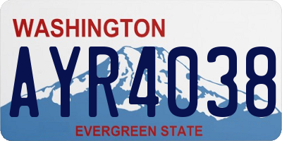 WA license plate AYR4038