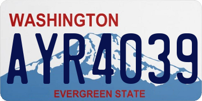 WA license plate AYR4039