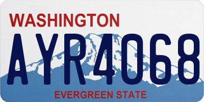 WA license plate AYR4068