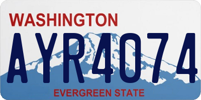 WA license plate AYR4074
