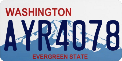 WA license plate AYR4078