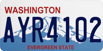 WA license plate AYR4102