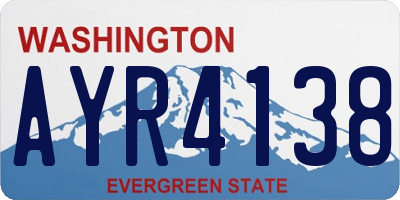 WA license plate AYR4138