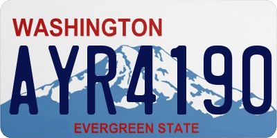 WA license plate AYR4190