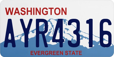 WA license plate AYR4316