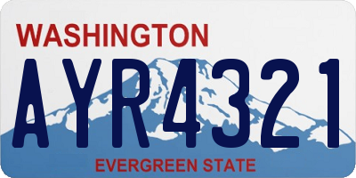 WA license plate AYR4321