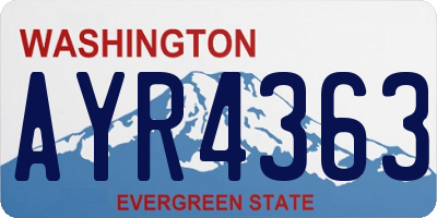 WA license plate AYR4363