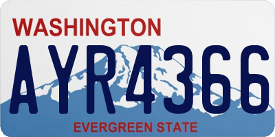 WA license plate AYR4366