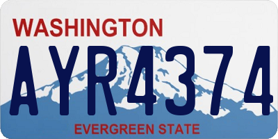 WA license plate AYR4374