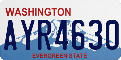 WA license plate AYR4630