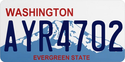 WA license plate AYR4702