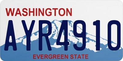 WA license plate AYR4910