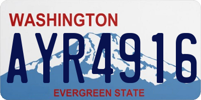 WA license plate AYR4916