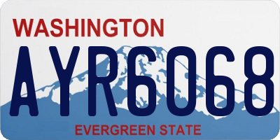 WA license plate AYR6068