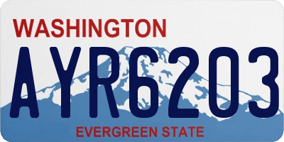 WA license plate AYR6203