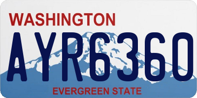 WA license plate AYR6360