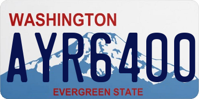 WA license plate AYR6400