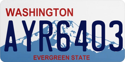 WA license plate AYR6403