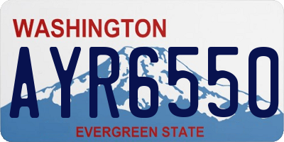 WA license plate AYR6550