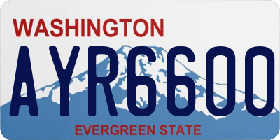 WA license plate AYR6600