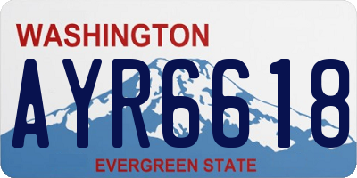 WA license plate AYR6618