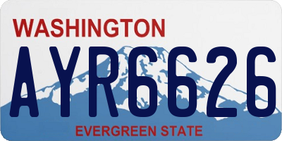 WA license plate AYR6626