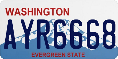 WA license plate AYR6668