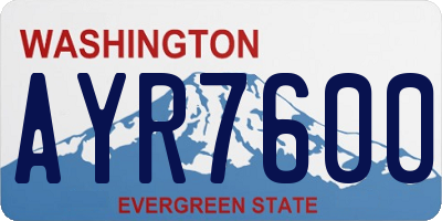 WA license plate AYR7600