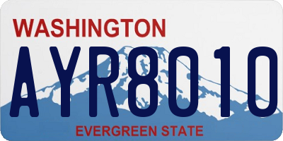 WA license plate AYR8010