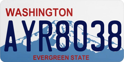 WA license plate AYR8038