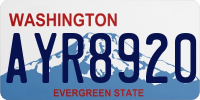 WA license plate AYR8920