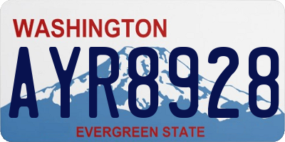 WA license plate AYR8928