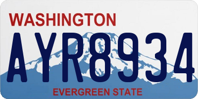 WA license plate AYR8934