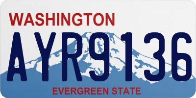 WA license plate AYR9136